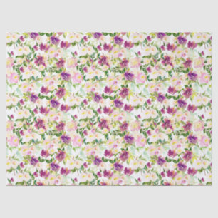 Girly Pink Peach Purple Burgundy Watercolor Floral Tissue Paper