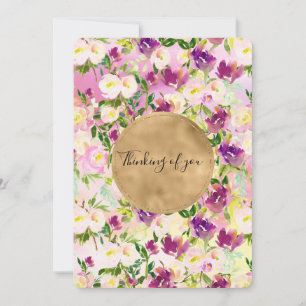 Girly Pink Peach Purple Watercolor Floral