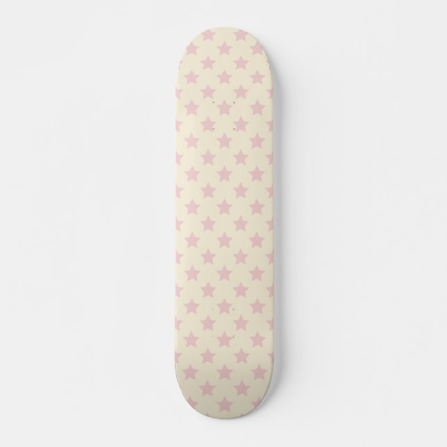 Girly pink peach star pattern modern skateboard (Front)