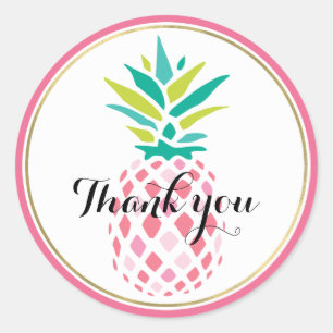 Girly Pink Pineapple Classic Round Sticker