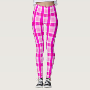 Girly Pink Plaid Leggings