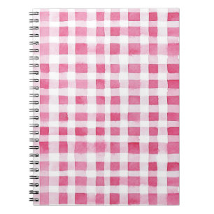 Girly Pink Plaid Stripes Notebook
