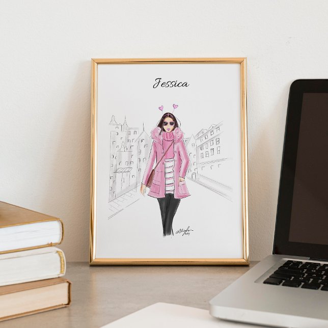 girly pink, printable, fashion sketch, poster (Creator Uploaded)