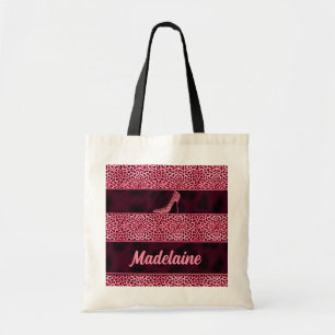 Girly Pink Pump and Cheetah Print Tote Bag