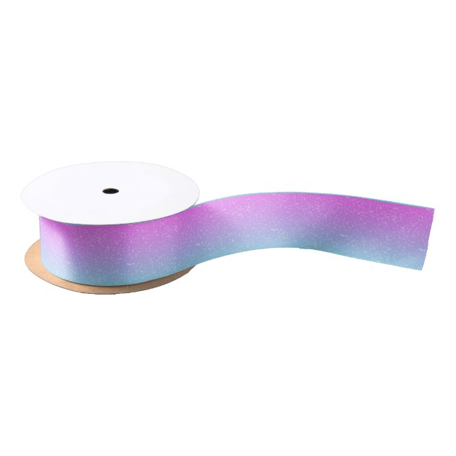 Girly Pink Purple Blue Rainbow Sparkle Glitter Satin Ribbon (Spool)