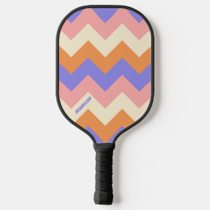 Girly Pink Purple Chevron Pattern Custom Name Pickleball Paddle