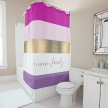 Girly pink purple gold stripe custom family