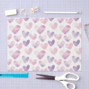 Girly Pink Purple Hearts Birthday Tissue Paper
