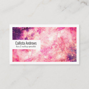 Girly Pink Purple Majestic Starry Nebula Art Business Card