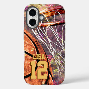 girly pink purple women's basketball iPhone 16 case