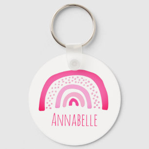 Girly Pink Rainbow Personalised Key Ring