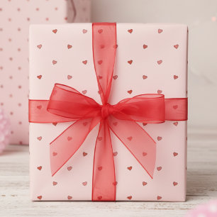 Girly Pink Red Hearts Blush Pink Wrapping Paper