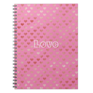 Girly Pink Red Hearts Ombre Notebook