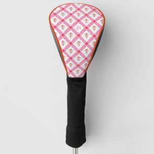 Girly Pink & Red Pattern With Initials Golf Head Cover