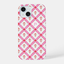 Girly Pink & Red Pattern With Initials