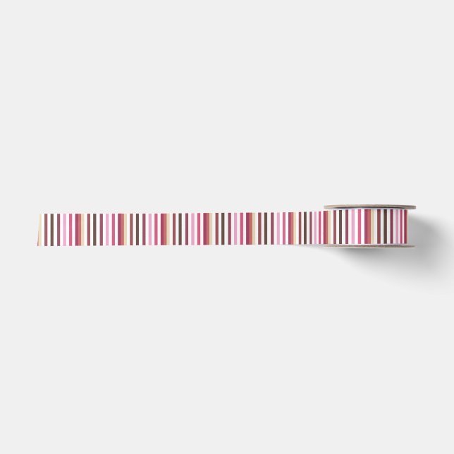 Girly Pink Red Wide Horizontal Stripes Pattern Satin Ribbon (Front)