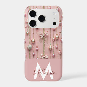 girly pink ribbon modern monogram