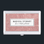 Girly Pink Rose Gold Chic Faux Glitter Pattern Business Card Holder<br><div class="desc">Brighten up your office, business, or your style with this trendy design which displays a faux printed girly and modern pink rose gold glitter pattern, print that will enhance your professionalism or personal flair. This design will also make an excellent gift for a friend or family member to compliment their...</div>