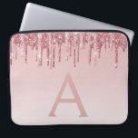 Girly Pink Rose Gold Glitter Drips Monogram Laptop Sleeve<br><div class="desc">Blush Pink - Rose Gold Faux Dripping (Drips) Glitter and Sparkle Elegant Monogram Laptop Computer Case. This monogrammed case can be customised to include your initial and first name.</div>