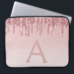 Girly Pink Rose Gold Glitter Drips Monogram Laptop Sleeve<br><div class="desc">Blush Pink - Rose Gold Faux Dripping (Drips) Glitter and Sparkle Elegant Monogram Laptop Computer Case. This monogrammed case can be customised to include your initial and first name.</div>