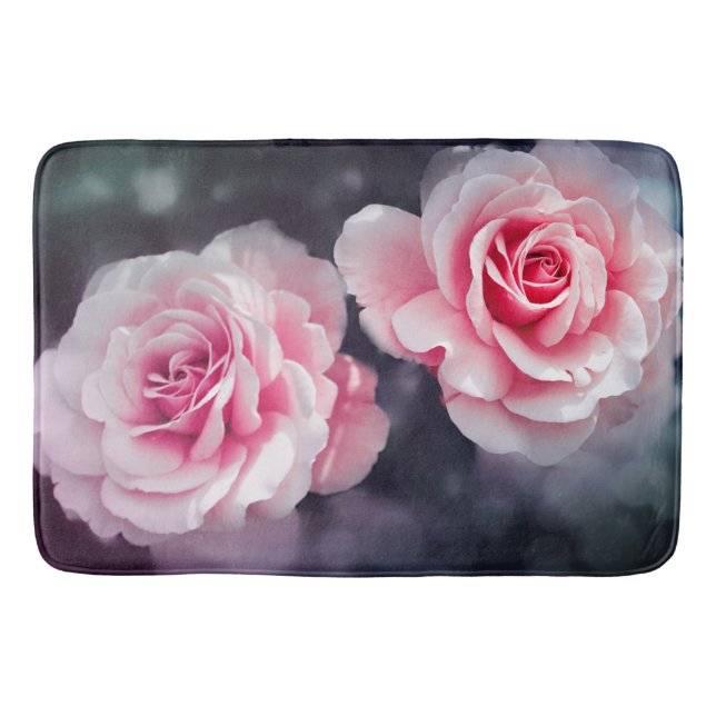 Girly Pink Roses Floral Photo Bath Mat (Front)
