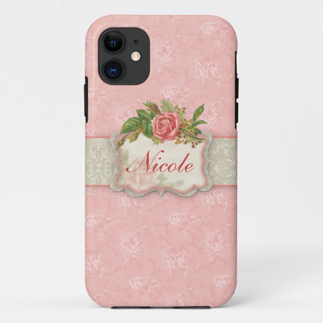 Girly Pink Roses Personalised Case-Mate iPhone Case (Back)