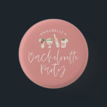 Girly pink script bachelorette party favour gift 3 cm round badge<br><div class="desc">Girly pink script bachelorette party favour gift</div>