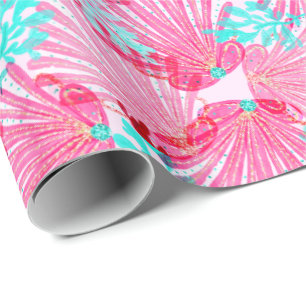 Girly Pink Shells Pattern Wrapping Paper