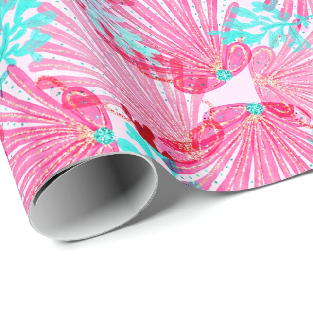 Girly Pink Shells Pattern Wrapping Paper (Roll Corner)
