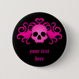 Girly pink skull 6 cm round badge