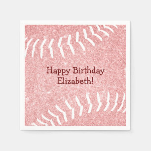 girly pink softball girls sports birthday party napkin