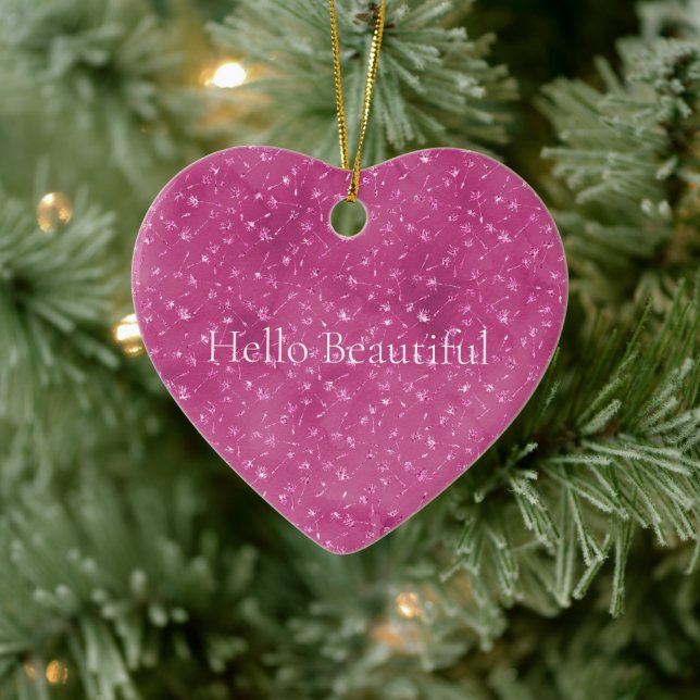 Girly Pink Sparkle Glitter Flowers Ceramic Tree Decoration (Tree)