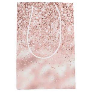 Girly Pink Sparkle Glitter Medium Gift Bag