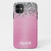 Girly Pink Sparkle Glitter Monogram Name