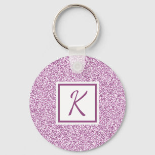 Girly Pink Sparkle Monogrammed Key Ring