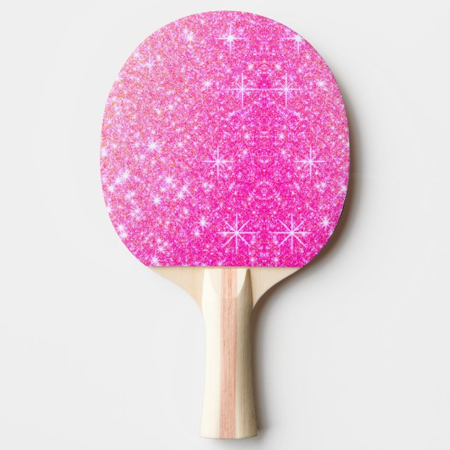 Girly Pink Sparkle Ping Pong Paddle (Front)
