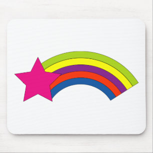 Girly Pink Star Rainbow Mouse Pad