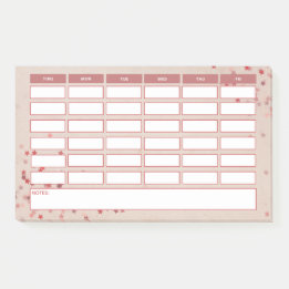 Girly Pink Stars Weekly School Schedule Timetable Post-it Notes