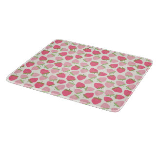 Girly Pink Strawberry Cute and Fruity Cutting Board