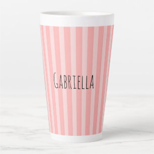 Girly Pink Stripes Birthday Latte Mug