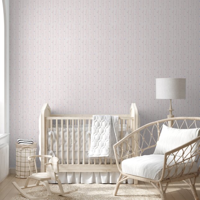 Girly Pink Stripes Blue Hearts Wallpaper (Kids)