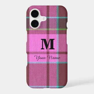 Girly pink tartan plaid personalised