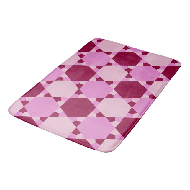 Girly Pink Triangle Optical Illusion Pattern Bath Mat (Angled)