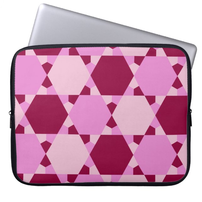 Girly Pink Triangle Optical Illusion Pattern Laptop Sleeve (Front)
