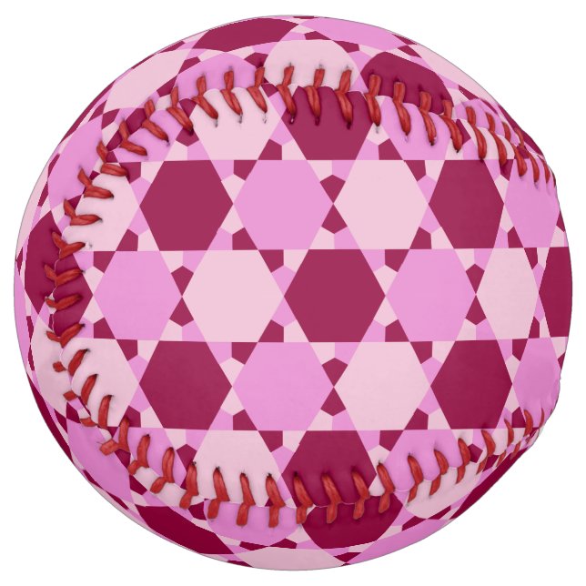 Girly Pink Triangle Optical Illusion Pattern Softball (Front Left)