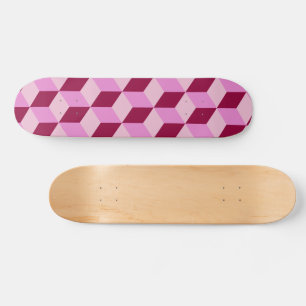 Girly Pink Tumbling Blocks Seamless Pattern Skateboard