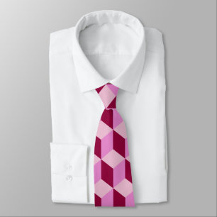 Girly Pink Tumbling Blocks Seamless Pattern Tie