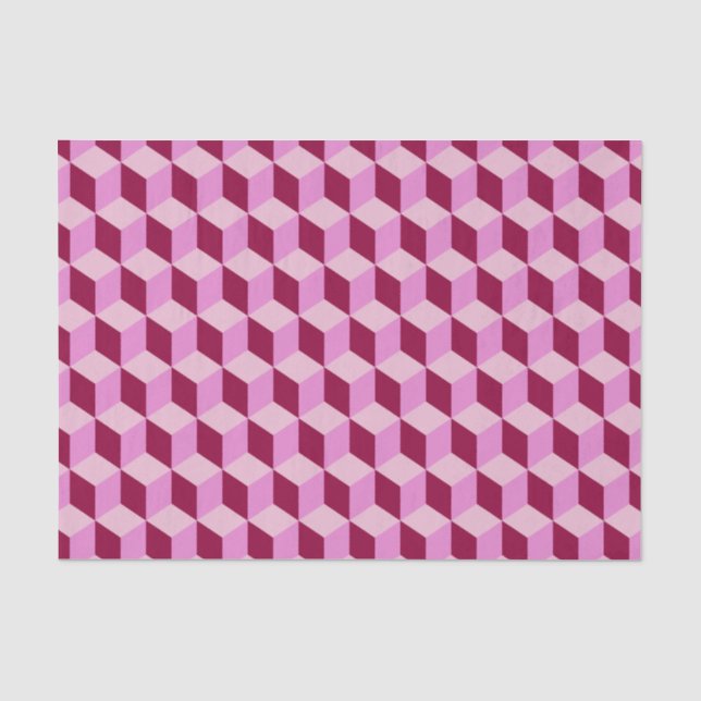 Girly Pink Tumbling Blocks Seamless Pattern Tissue Paper (Front)