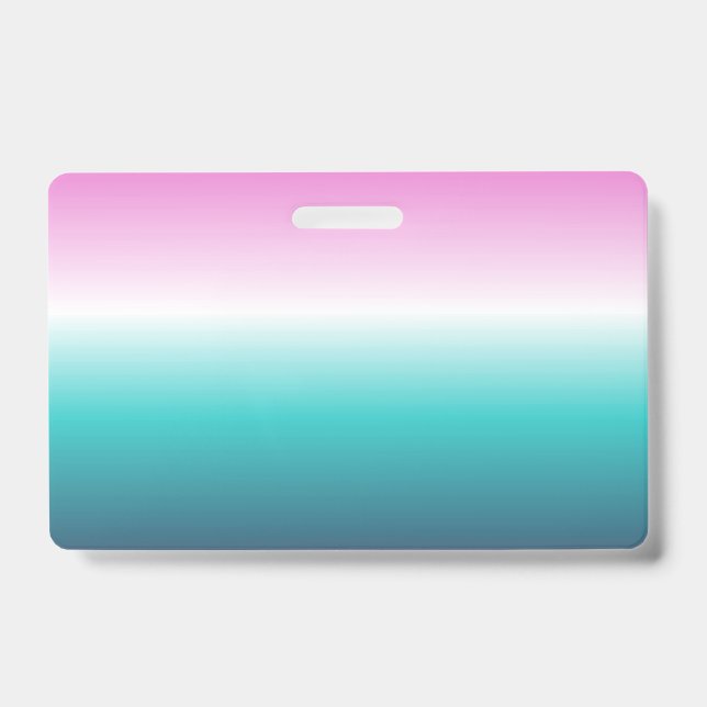 girly pink turquoise teal aqua ombre mermaid ID badge (Front)