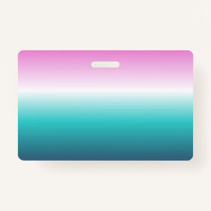 girly pink turquoise teal aqua ombre mermaid ID badge